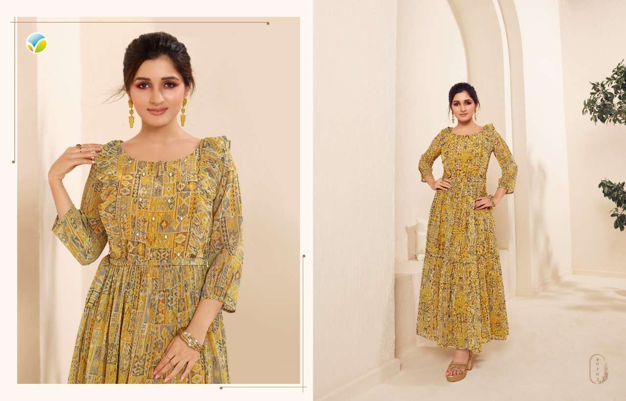  TUMBAA DYNAMIC VOL 2 BY VINAY GEORGETTE DIGITAL PRINTED EMBROIDERY LONG GOWN