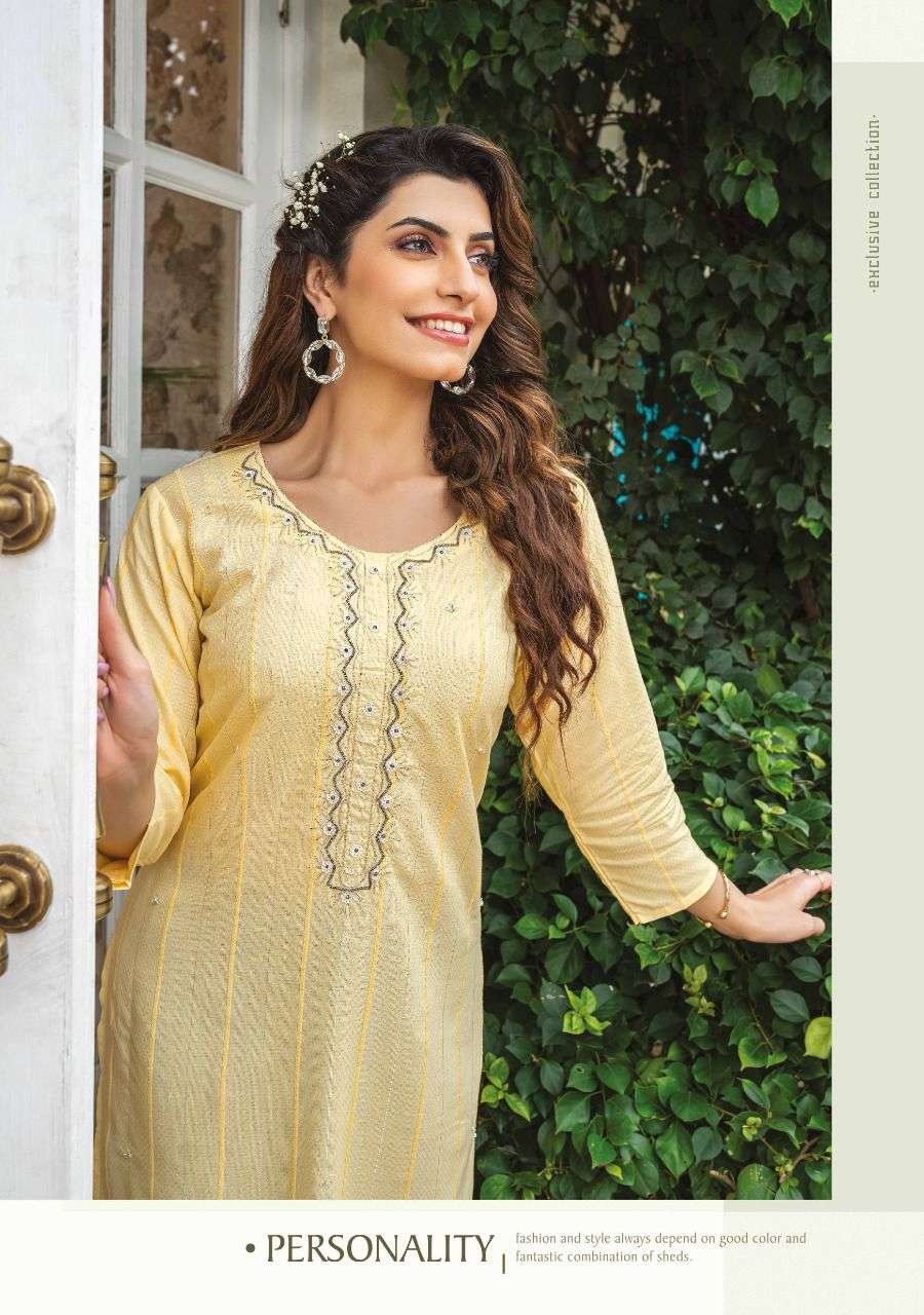Wanna®️ ProductLaunch New Super Fancy Rayon Hand Work Kurti With Pant Catalogue name :