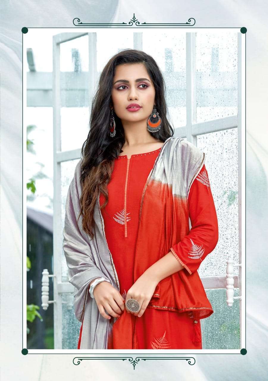  WOOGLEE BUTTERFLY FANCY KURTI WITH BOTTOM AND DUPATTA SET READYMADE ONLINE