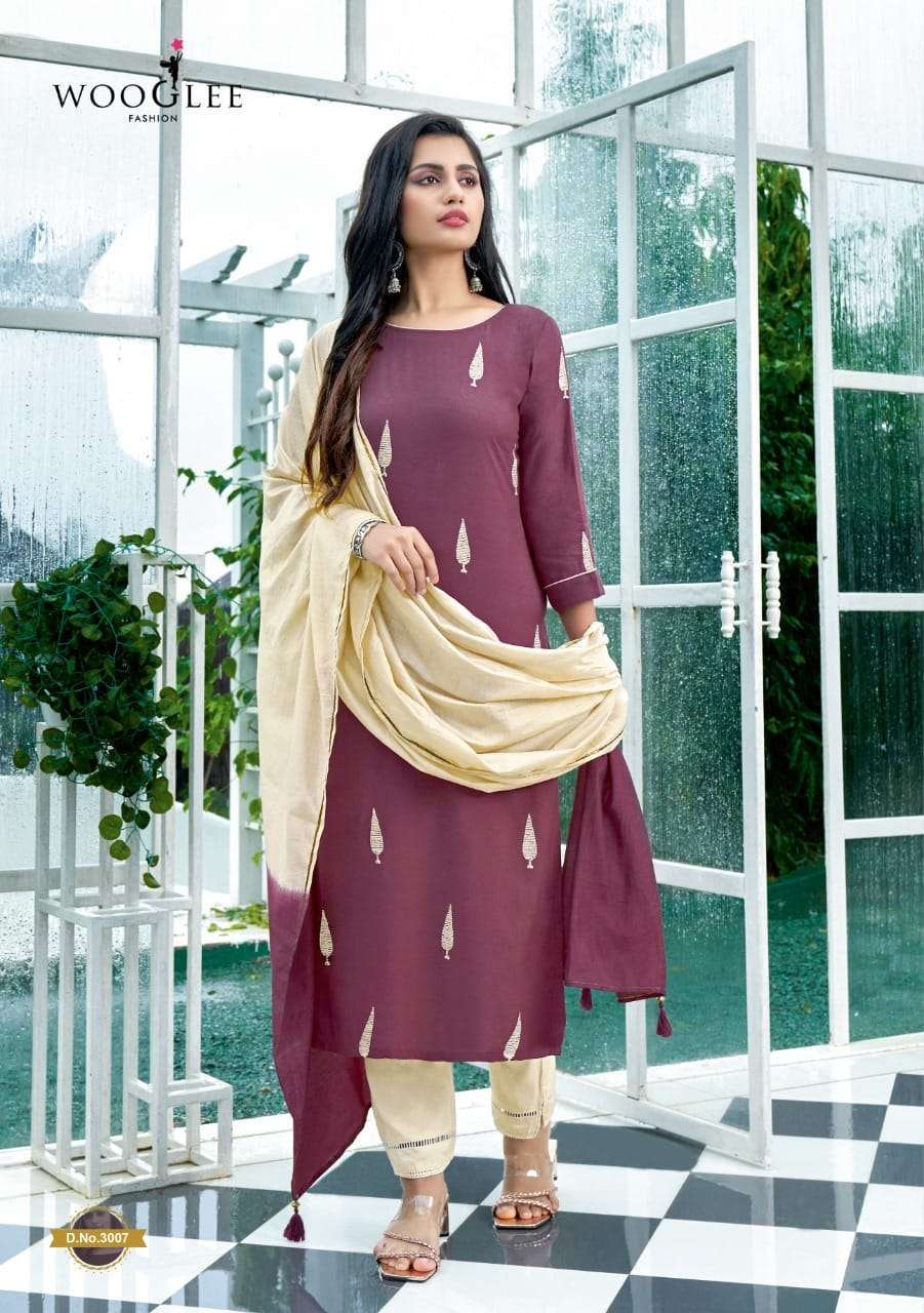  WOOGLEE BUTTERFLY FANCY KURTI WITH BOTTOM AND DUPATTA SET READYMADE ONLINE