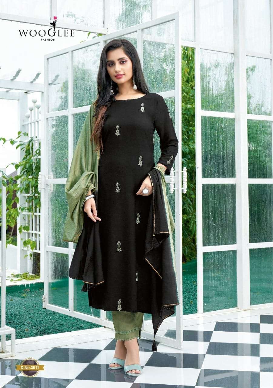  WOOGLEE BUTTERFLY FANCY KURTI WITH BOTTOM AND DUPATTA SET READYMADE ONLINE