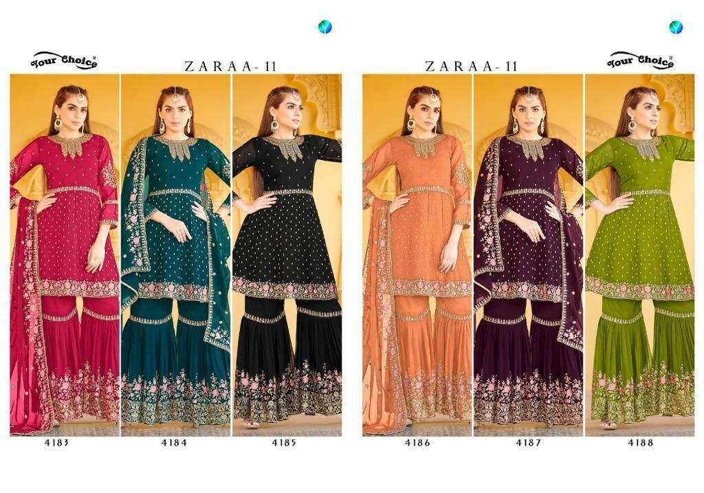 YOUR CHOICE ZARAA VOL 11 GEORGETTE EMBROIDERY DESIGNER SALWAR SUITS
