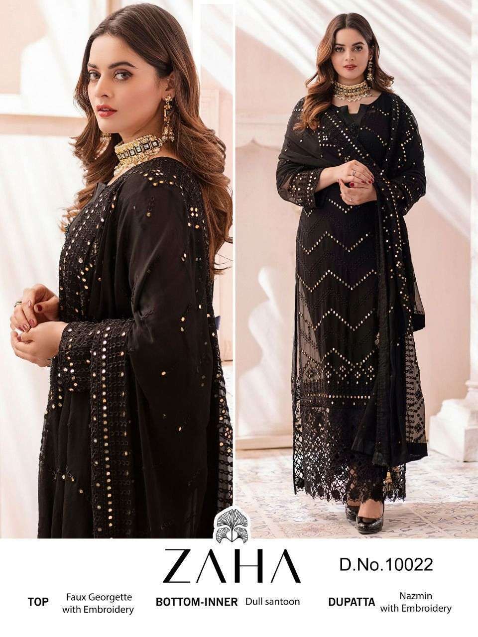 ZAHA 10022 DESIGN HEAVY EMBROIDERY GEORGETTE DRESSES