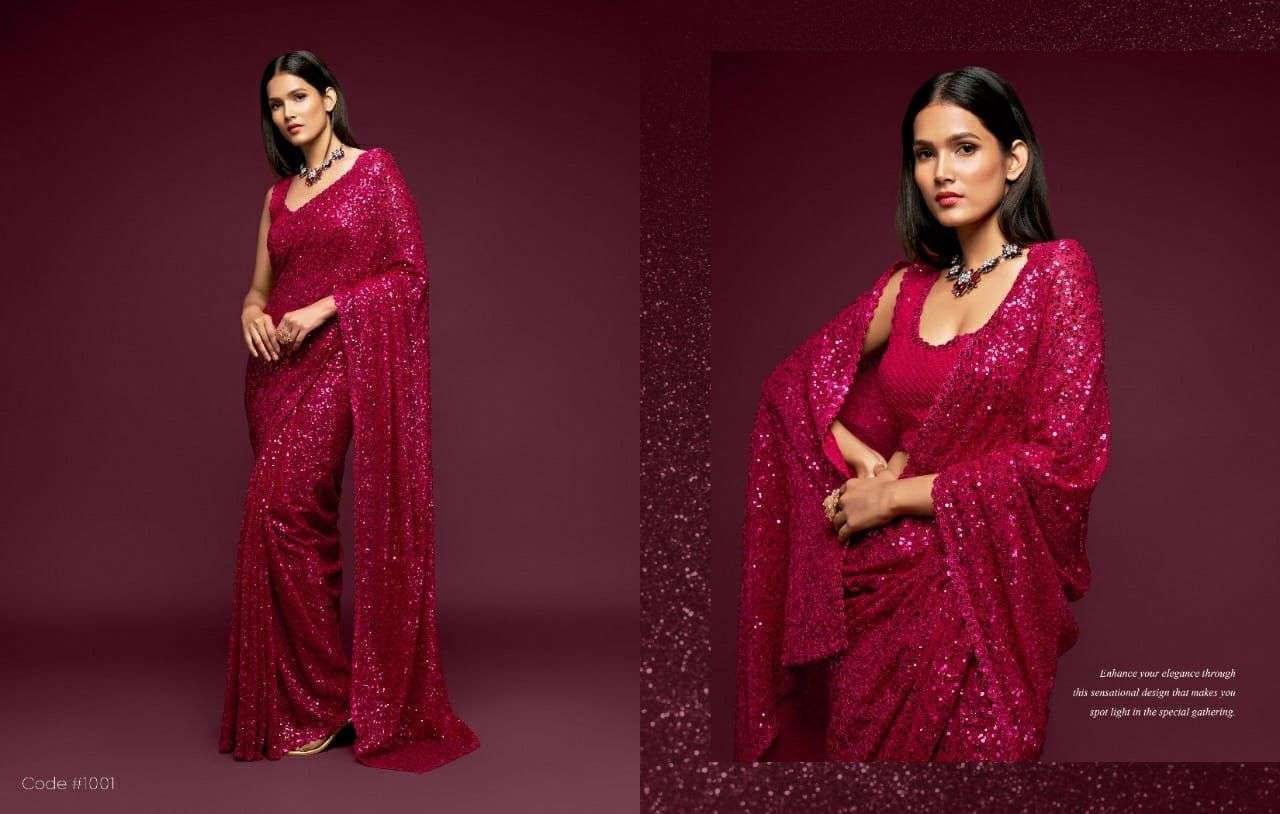 ZEEL CLOTHING ZALAK THREAD AND MULTIPLE SEQUENCE EMBROIDERY SARIS SUPPLIER