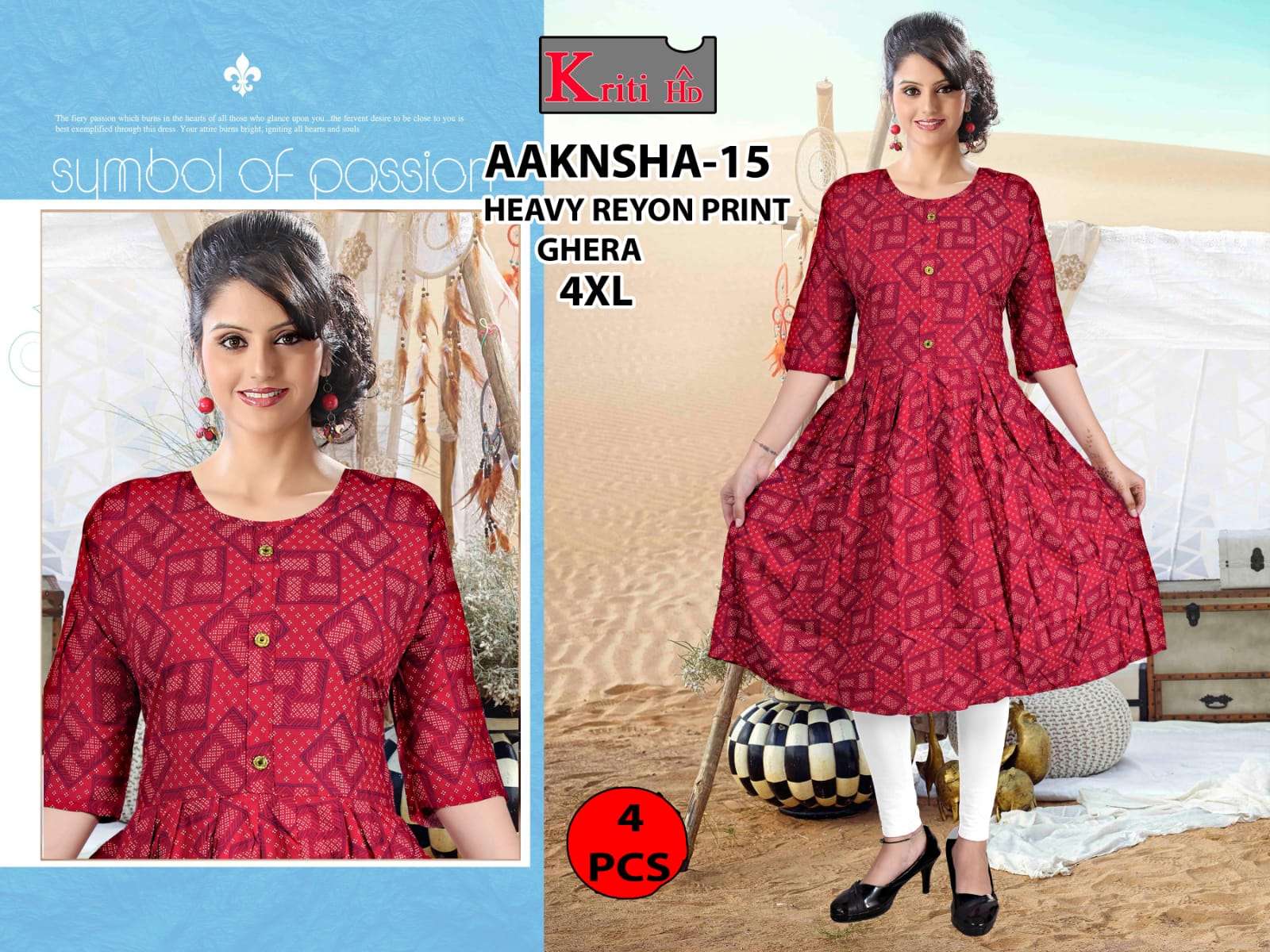 Aanksha  Riyon print selfi kurti