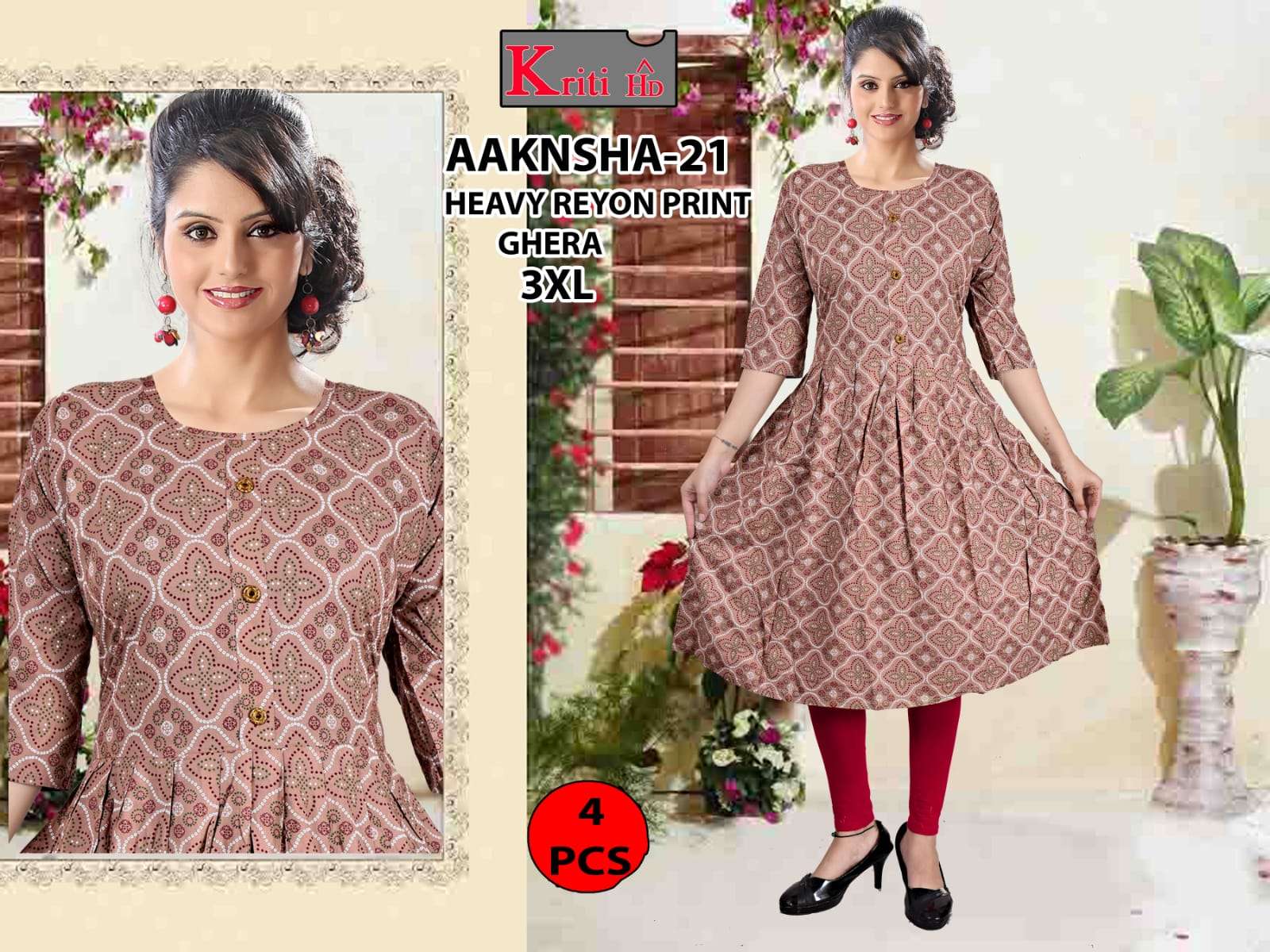 Aanksha  Riyon print selfi kurti