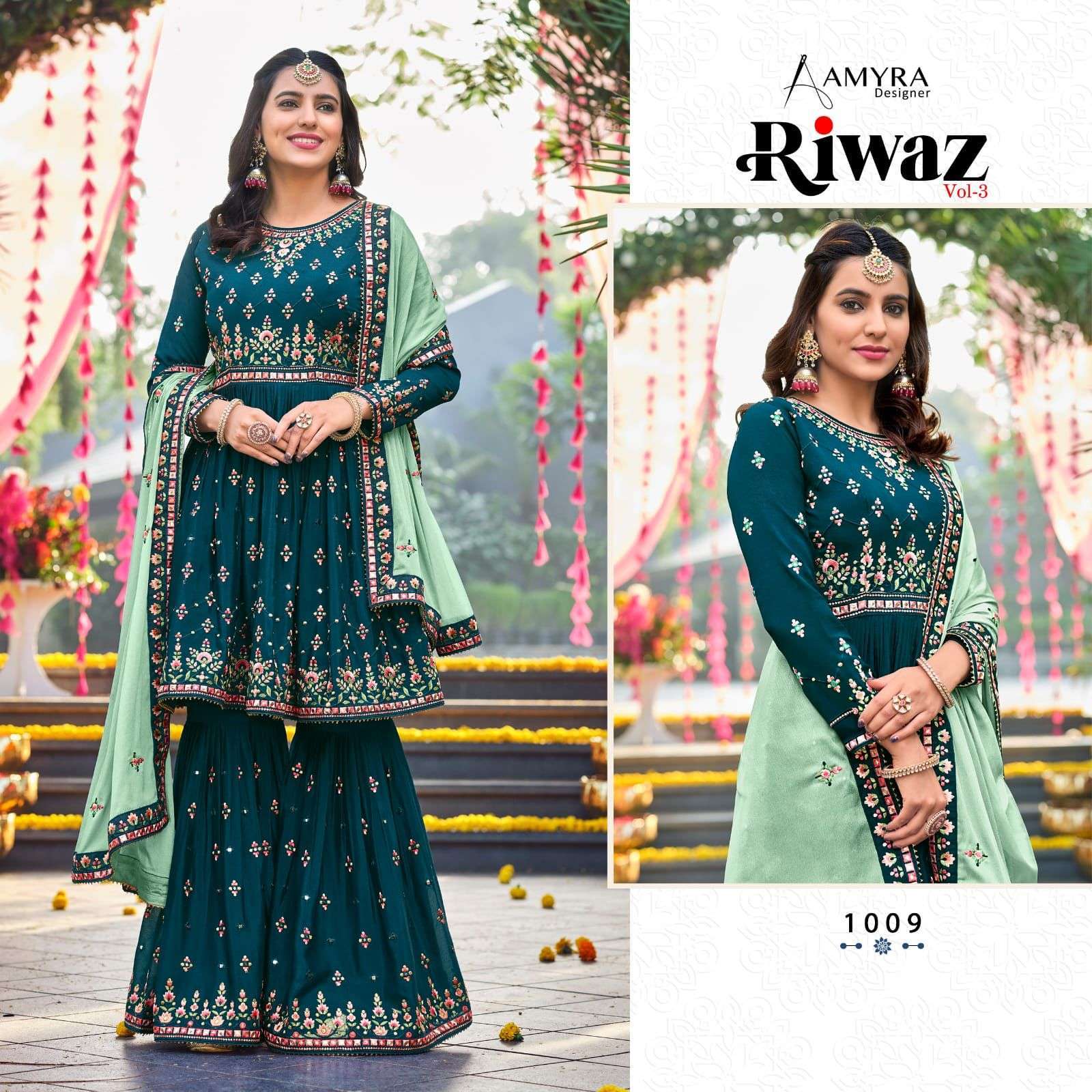  AMYRA RIWAZ VOL 3 READYMADE TOP WITH PLAZZO & DUPATTA COLLECTION