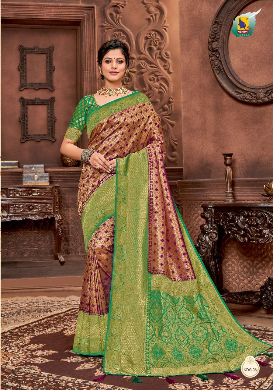  ASHIKA KANJIVARAM SILK RICH PALLU SAREE SUPPLIER