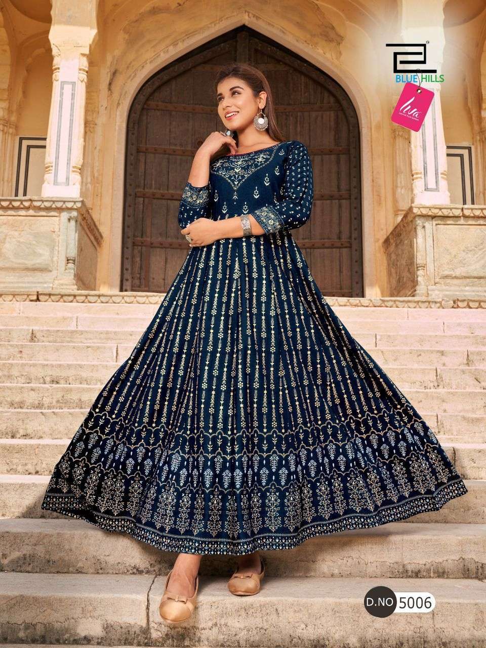 Blue Hills Leela Vol 5 Catalog Long Anarkali Rayon Kurtis