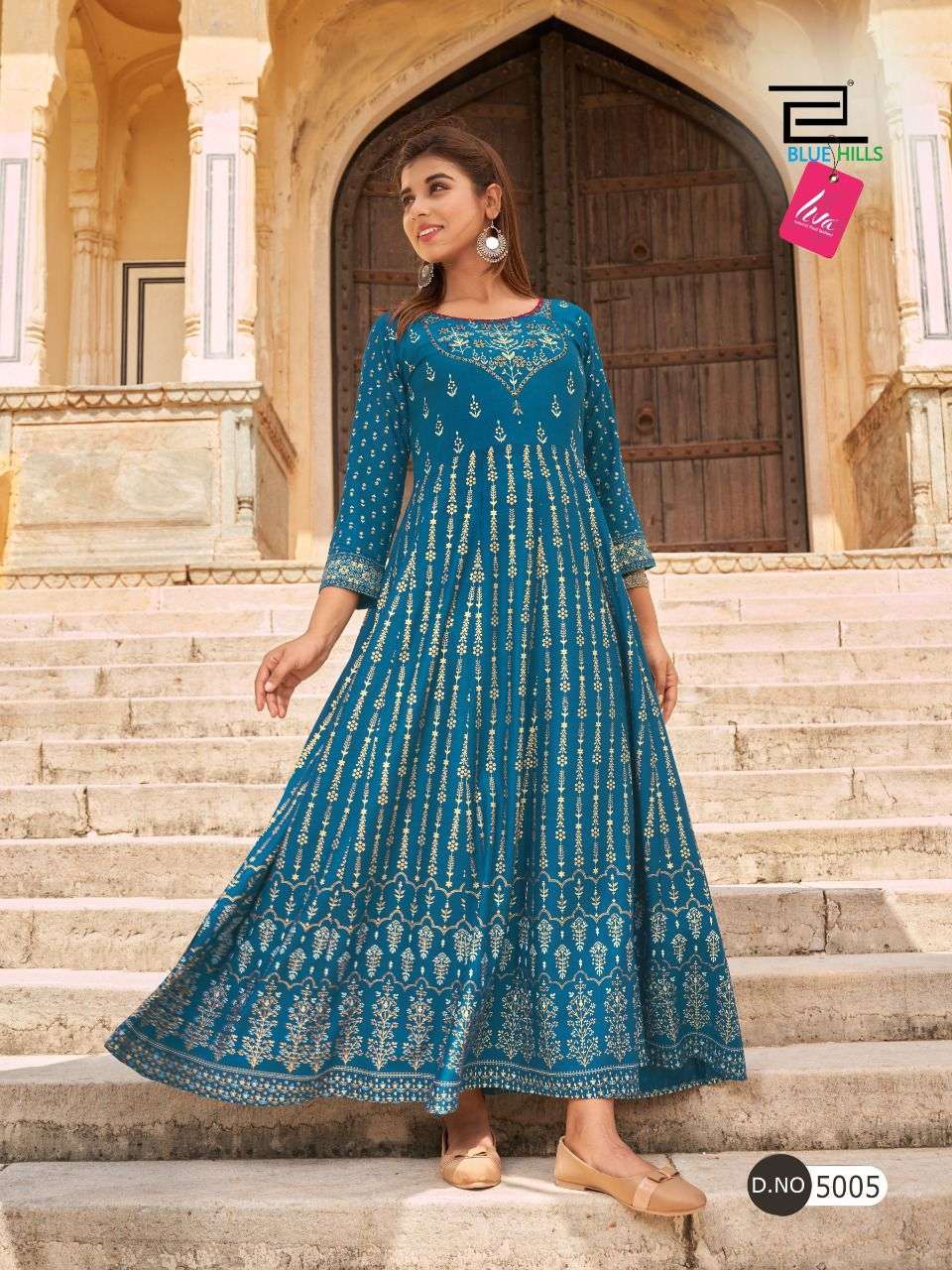 Blue Hills Leela Vol 5 Catalog Long Anarkali Rayon Kurtis