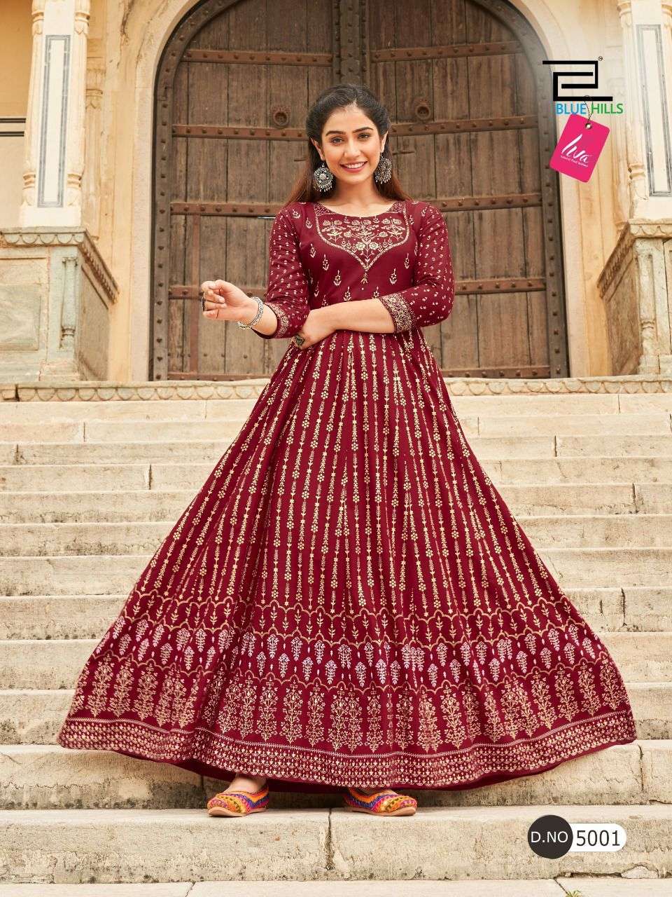 Blue Hills Leela Vol 5 Catalog Long Anarkali Rayon Kurtis