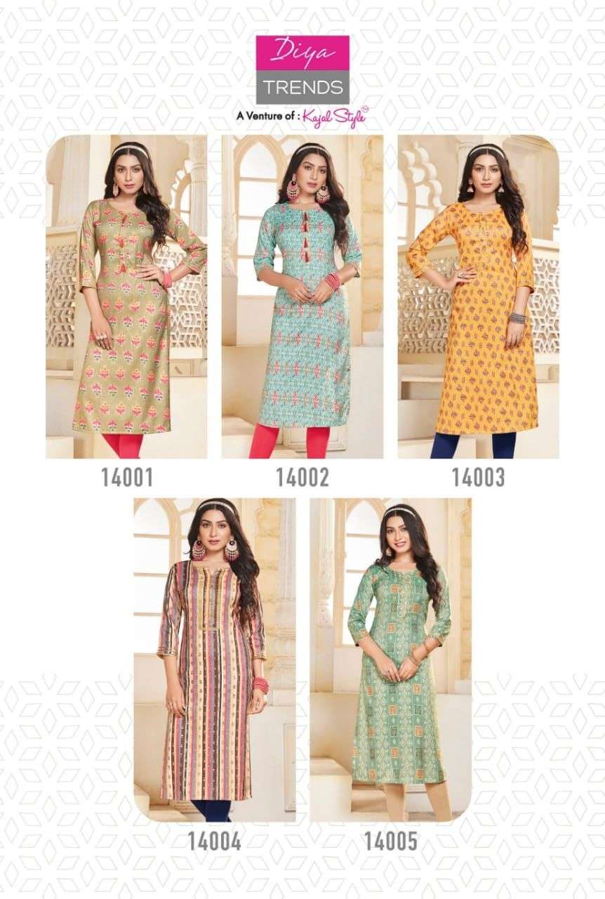 Diya Trends Gardencity Vol 14 Catalog Foil Printed Kurties
