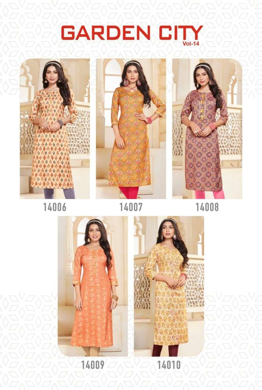 Diya Trends Gardencity Vol 14 Catalog Foil Printed Kurties