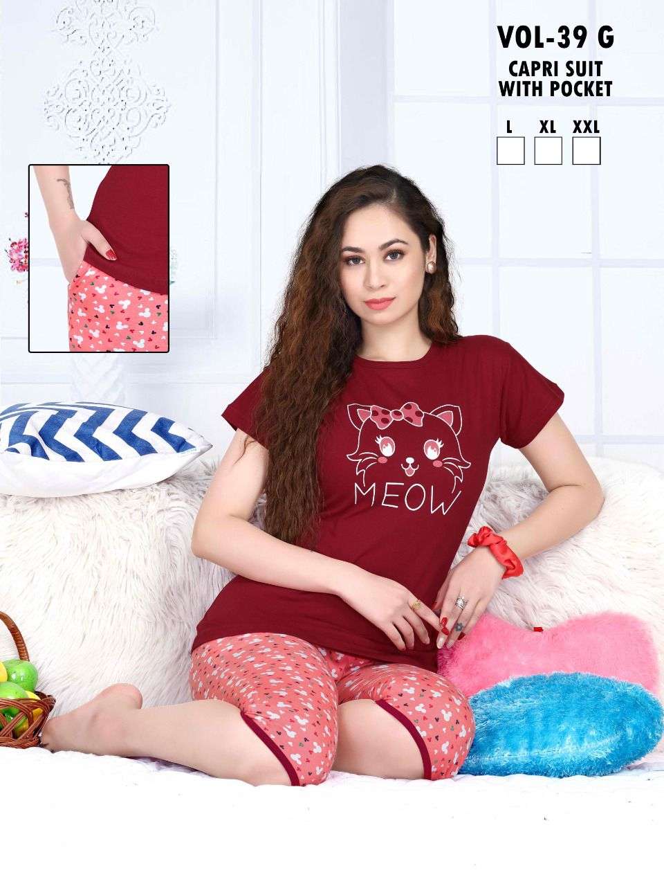 Fashion Talk Vol 39 G Catalog Night Suits With Pocket Capri