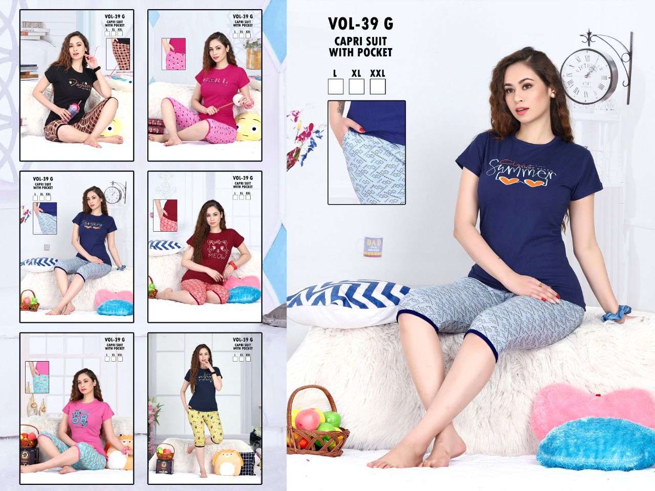 Fashion Talk Vol 39 G Catalog Night Suits With Pocket Capri