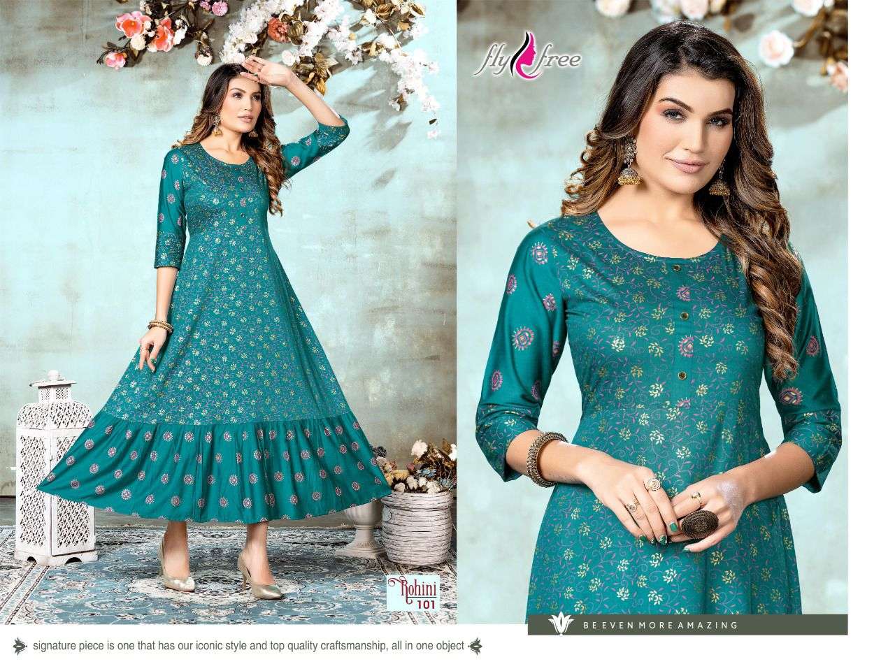 Fly Free Rohini Vol 1 Catalog Black Rayon Anarkali Kurtis
