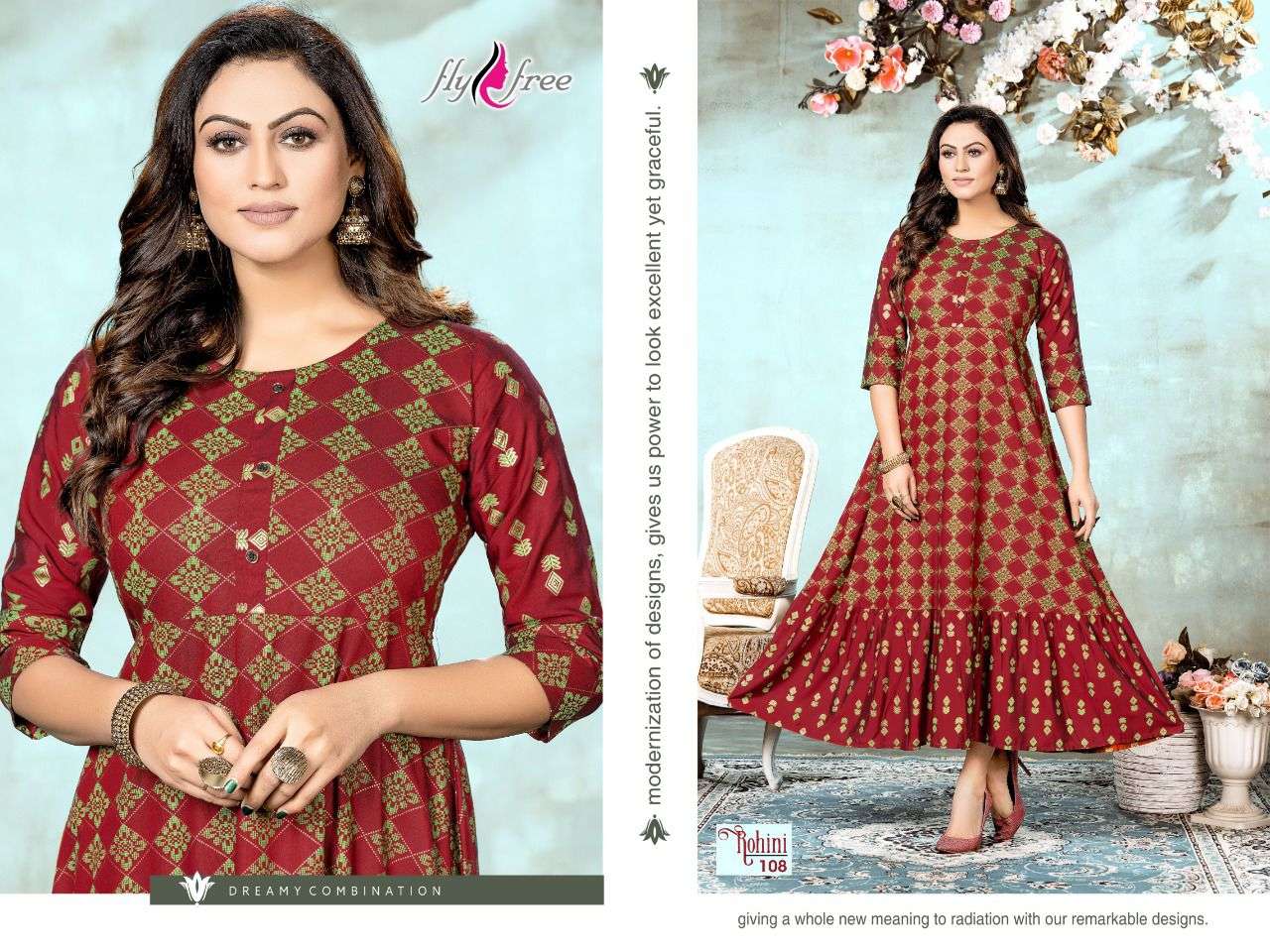 Fly Free Rohini Vol 1 Catalog Black Rayon Anarkali Kurtis