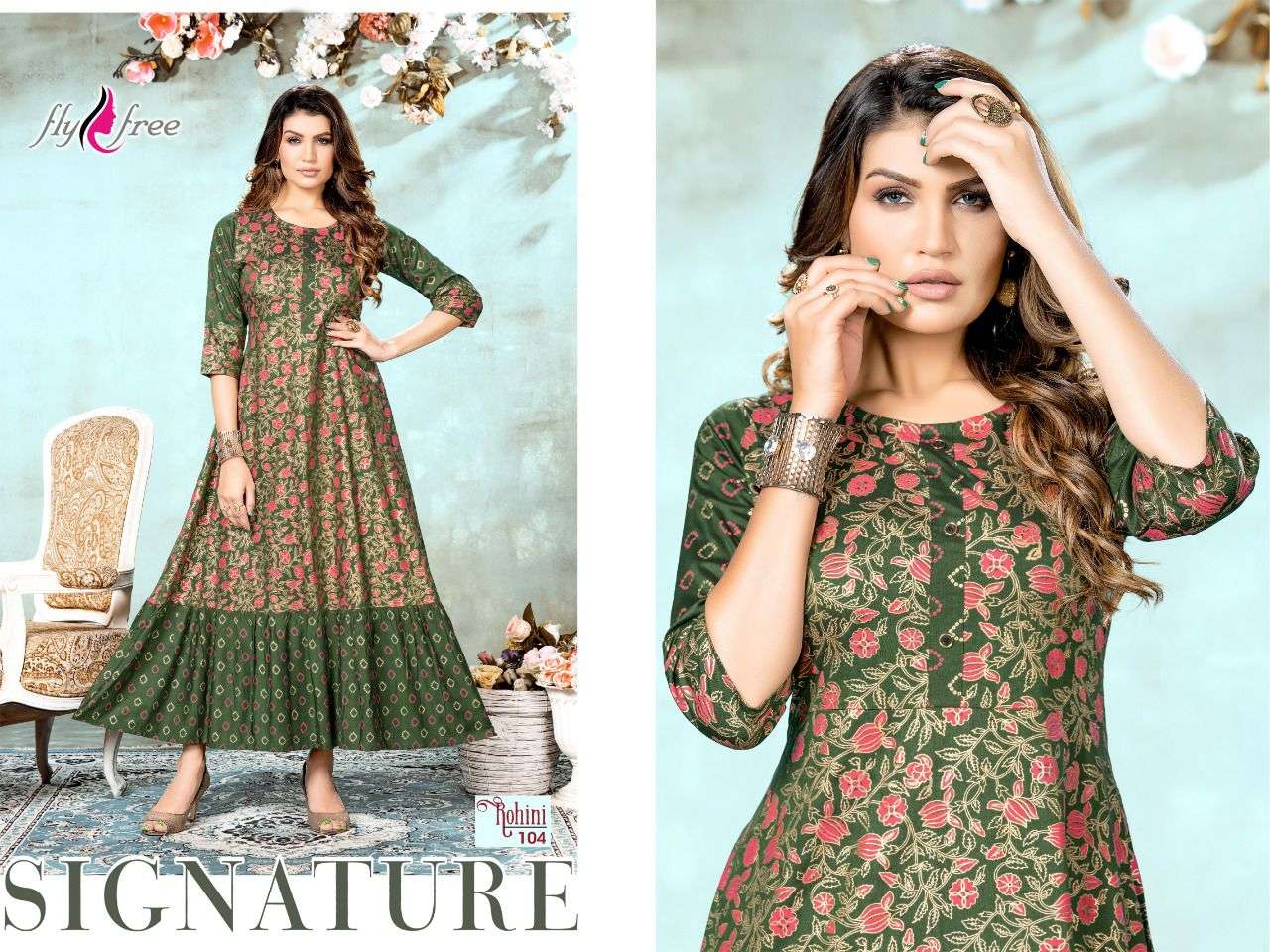Fly Free Rohini Vol 1 Catalog Black Rayon Anarkali Kurtis