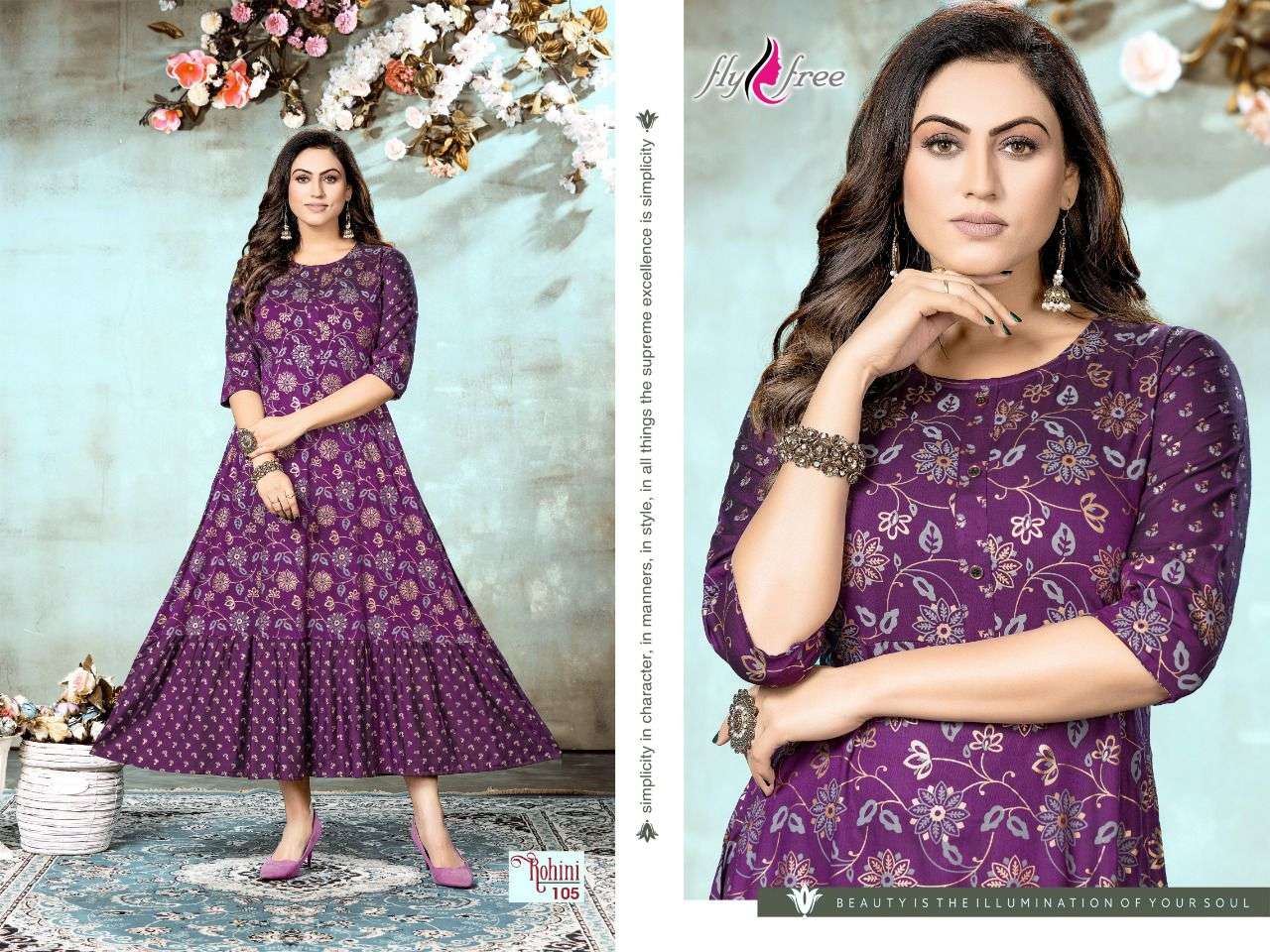 Fly Free Rohini Vol 1 Catalog Black Rayon Anarkali Kurtis