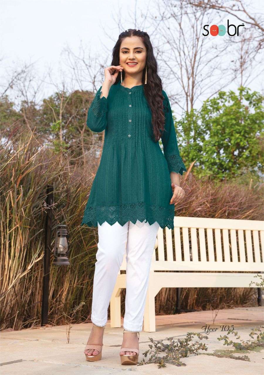  HEER CRAZY COLLECTION OF TUNIC  New collection of SHORT TOPS with Denim jeans   . S Se SOOBR 