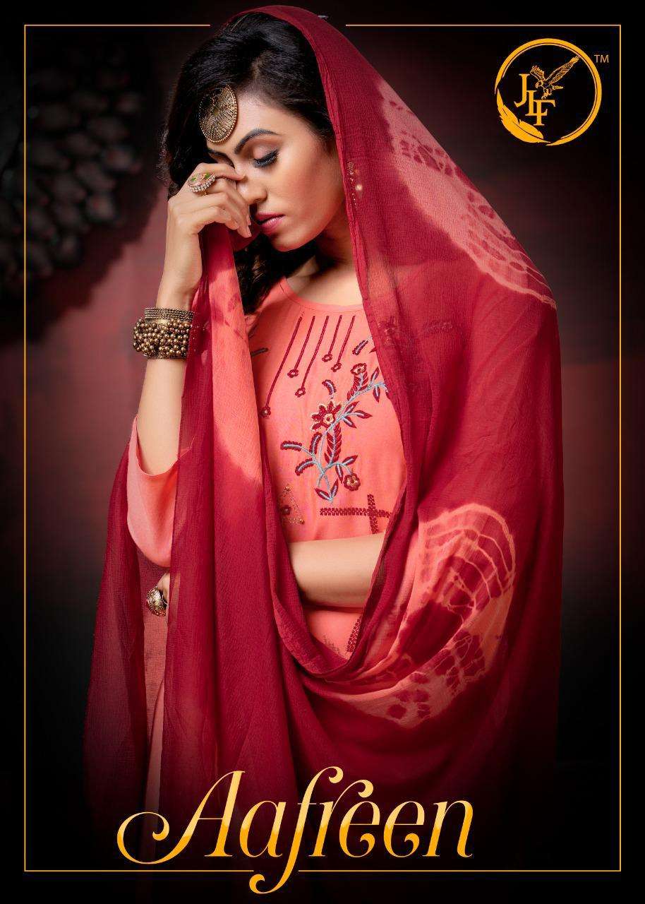  JLF PRESENTS AAFREEN RAYON WITH EMBROIDERY DESIGNER KURTI COMBO SET WHOLESALERS SURAT