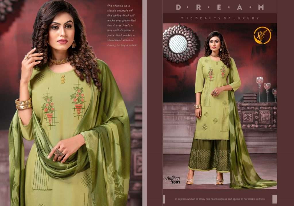  JLF PRESENTS AAFREEN RAYON WITH EMBROIDERY DESIGNER KURTI COMBO SET WHOLESALERS SURAT