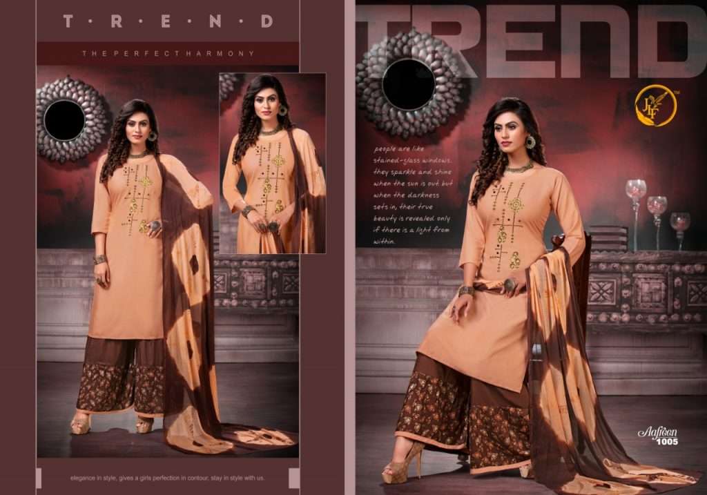  JLF PRESENTS AAFREEN RAYON WITH EMBROIDERY DESIGNER KURTI COMBO SET WHOLESALERS SURAT