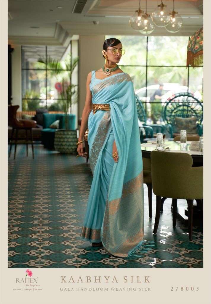 KAABHYA SILK BY RAJTEX TUSSAR SILK HANDLOOM WEAVING DESIGNER SAREE