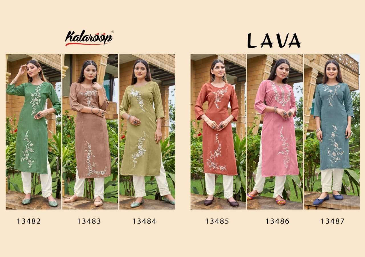 Kalaroop Lava Catalog Fancy Wear Embroidery Kurtis