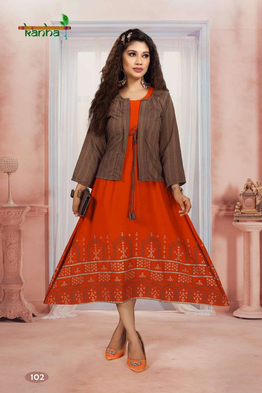 Kanha Katrina Catalog Rayon Anarkali Kurti With Jacket