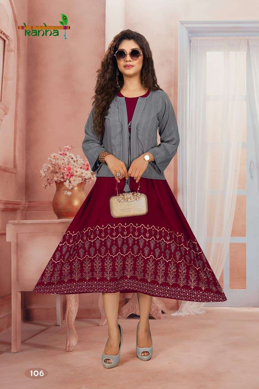 Kanha Katrina Catalog Rayon Anarkali Kurti With Jacket