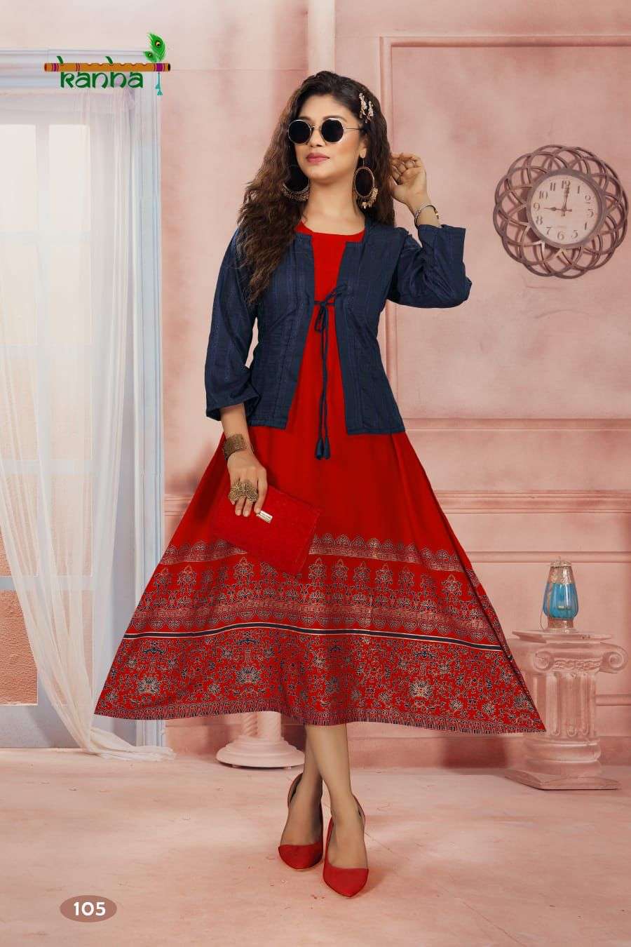 Kanha Katrina Catalog Rayon Anarkali Kurti With Jacket