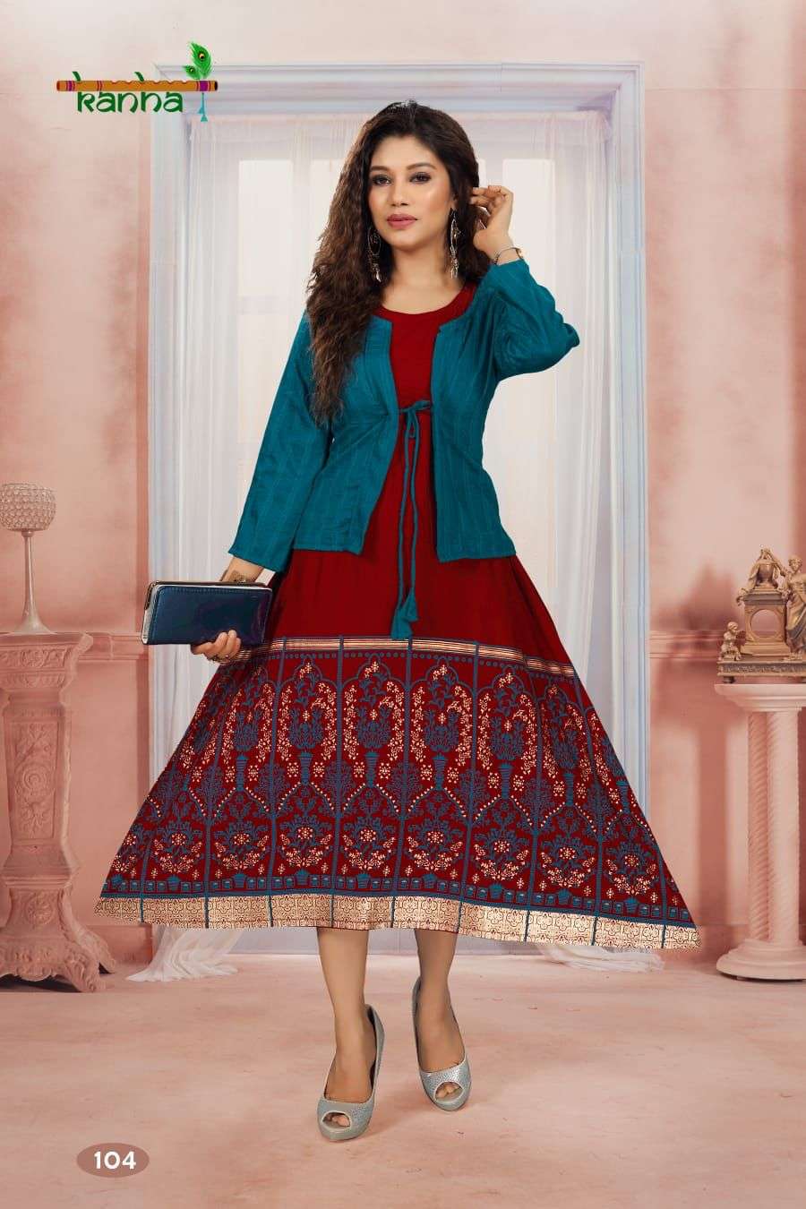 Kanha Katrina Catalog Rayon Anarkali Kurti With Jacket