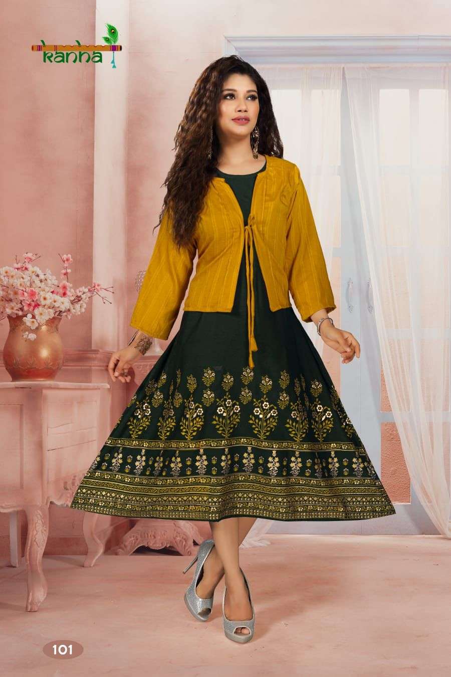Kanha Katrina Catalog Rayon Anarkali Kurti With Jacket