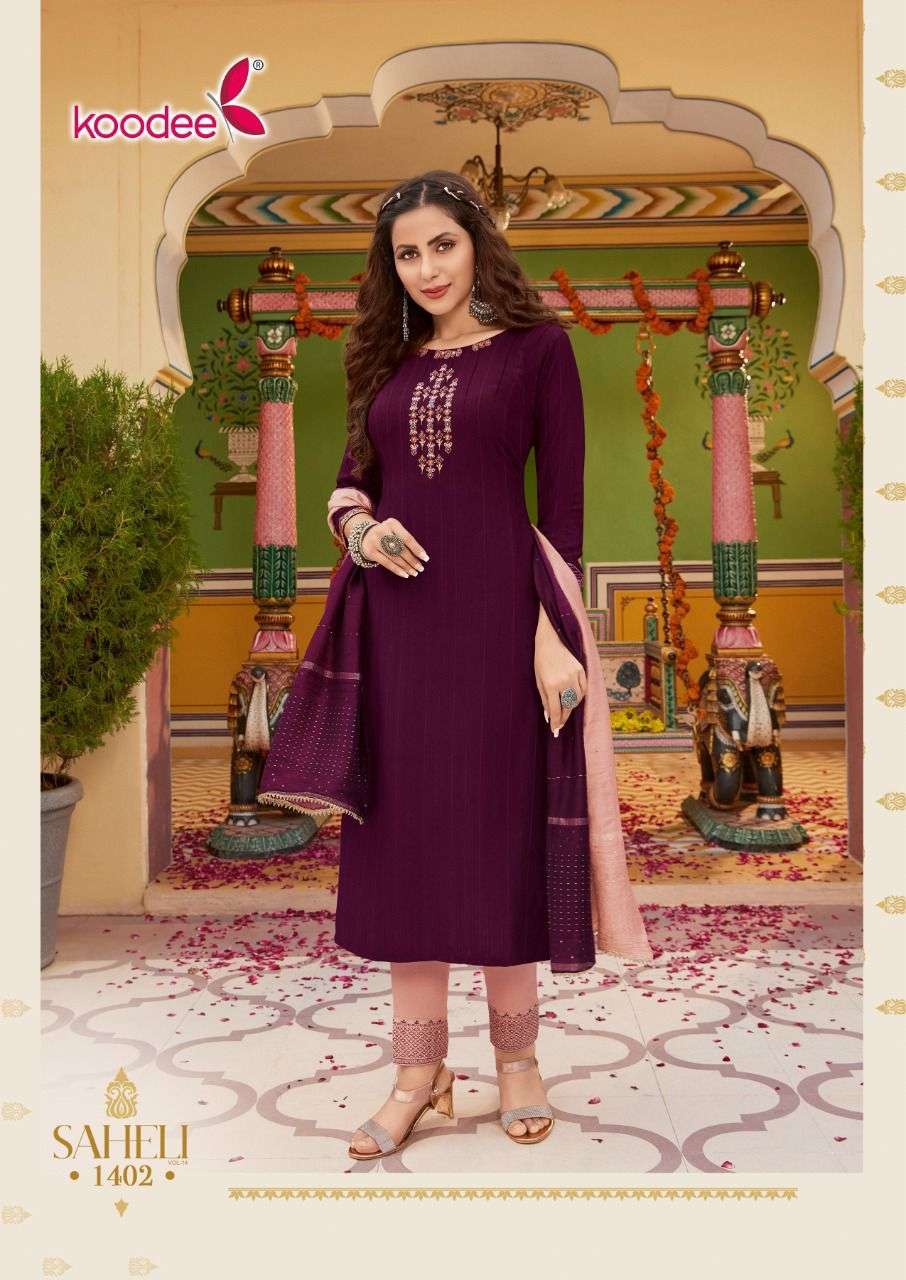Koodee Saheli Vol 14 Catalog Festive Wear Ready Made Dress Materials