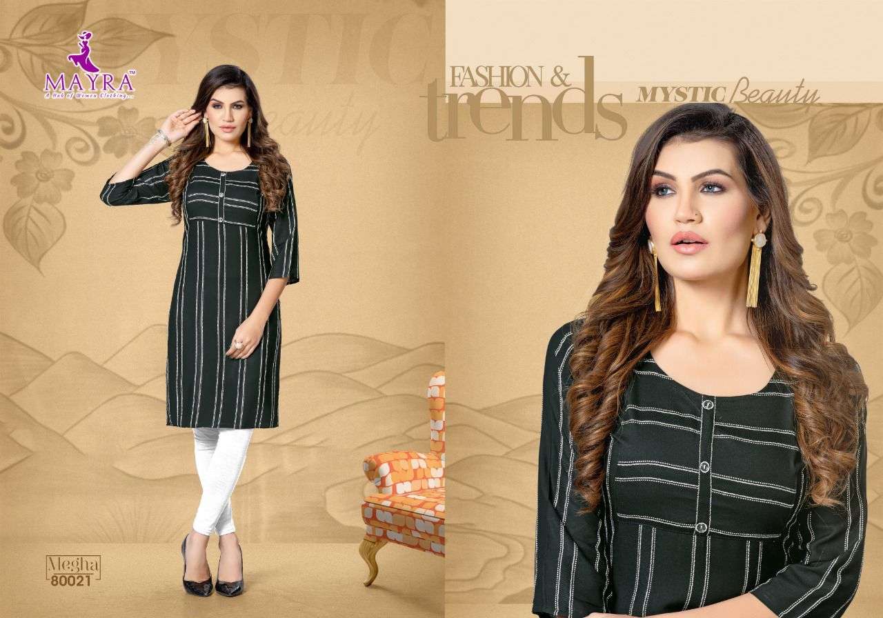 Mayra Megha Catalog Rayon Exclusive Designer Kurtis