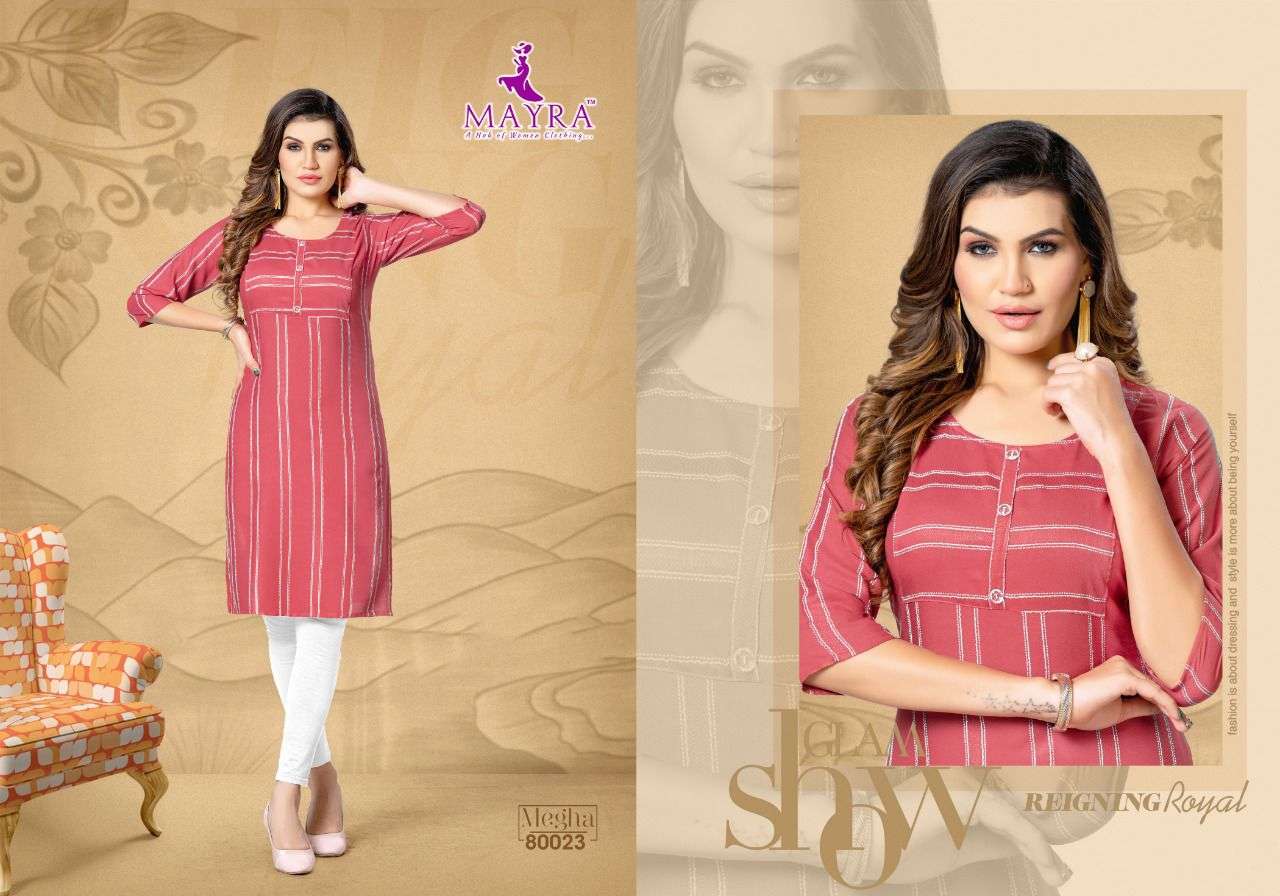 Mayra Megha Catalog Rayon Exclusive Designer Kurtis