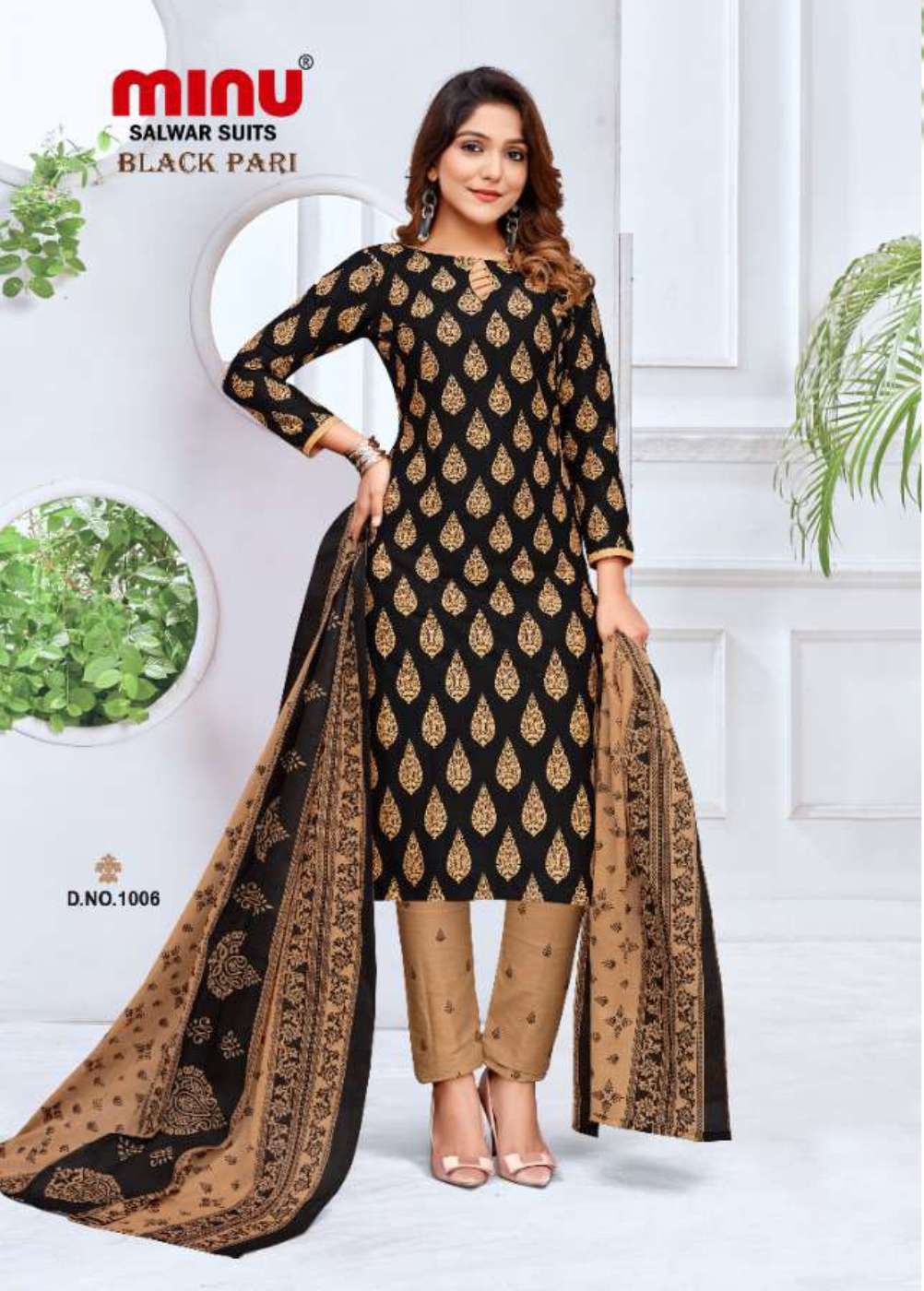 Minu BLACK PARI Cotton Printed Dress Material-8P Catalog