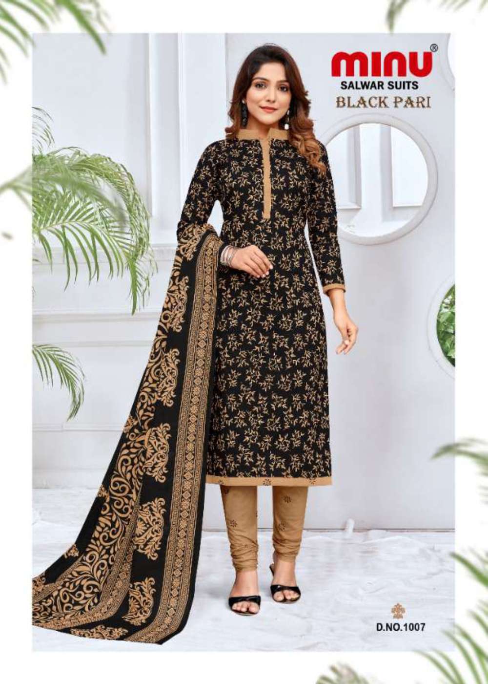 Minu BLACK PARI Cotton Printed Dress Material-8P Catalog