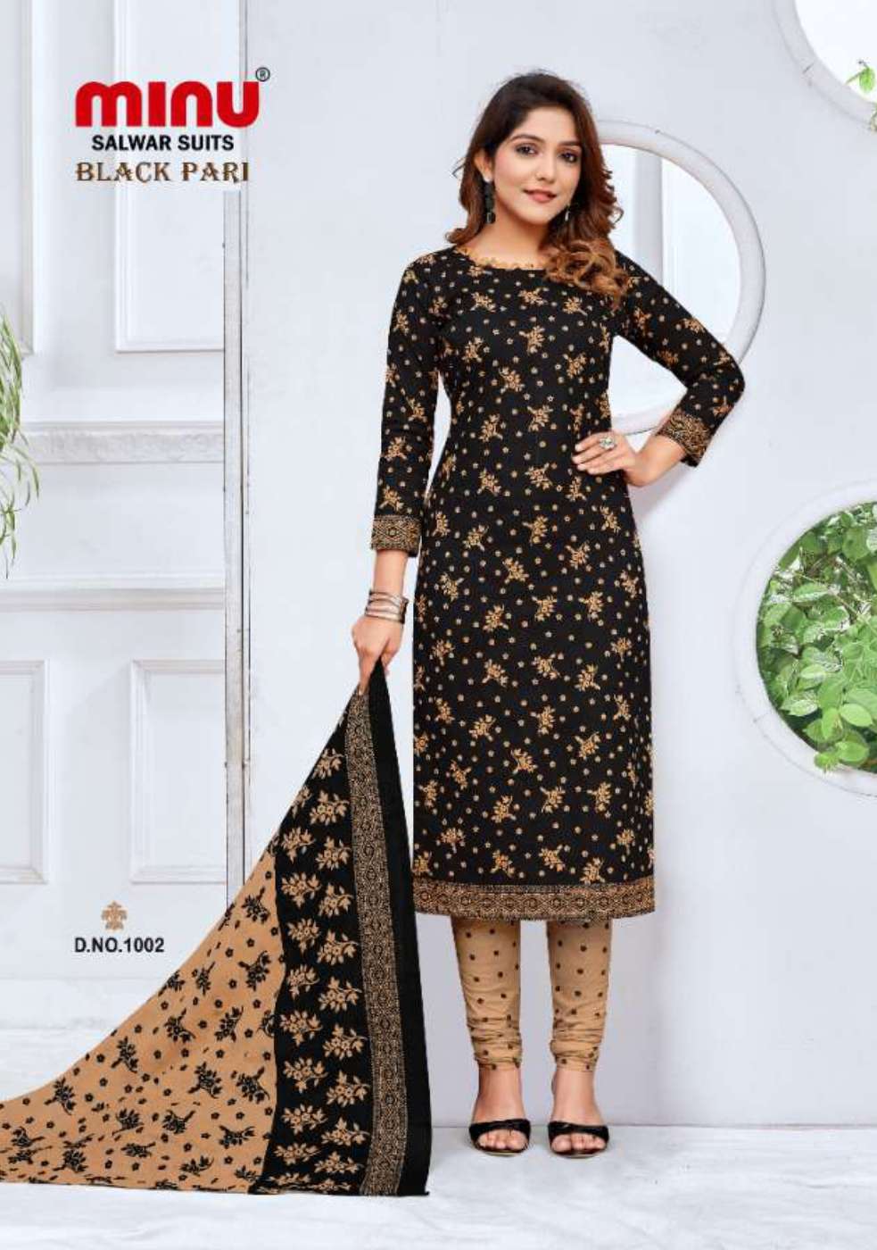 Minu BLACK PARI Cotton Printed Dress Material-8P Catalog