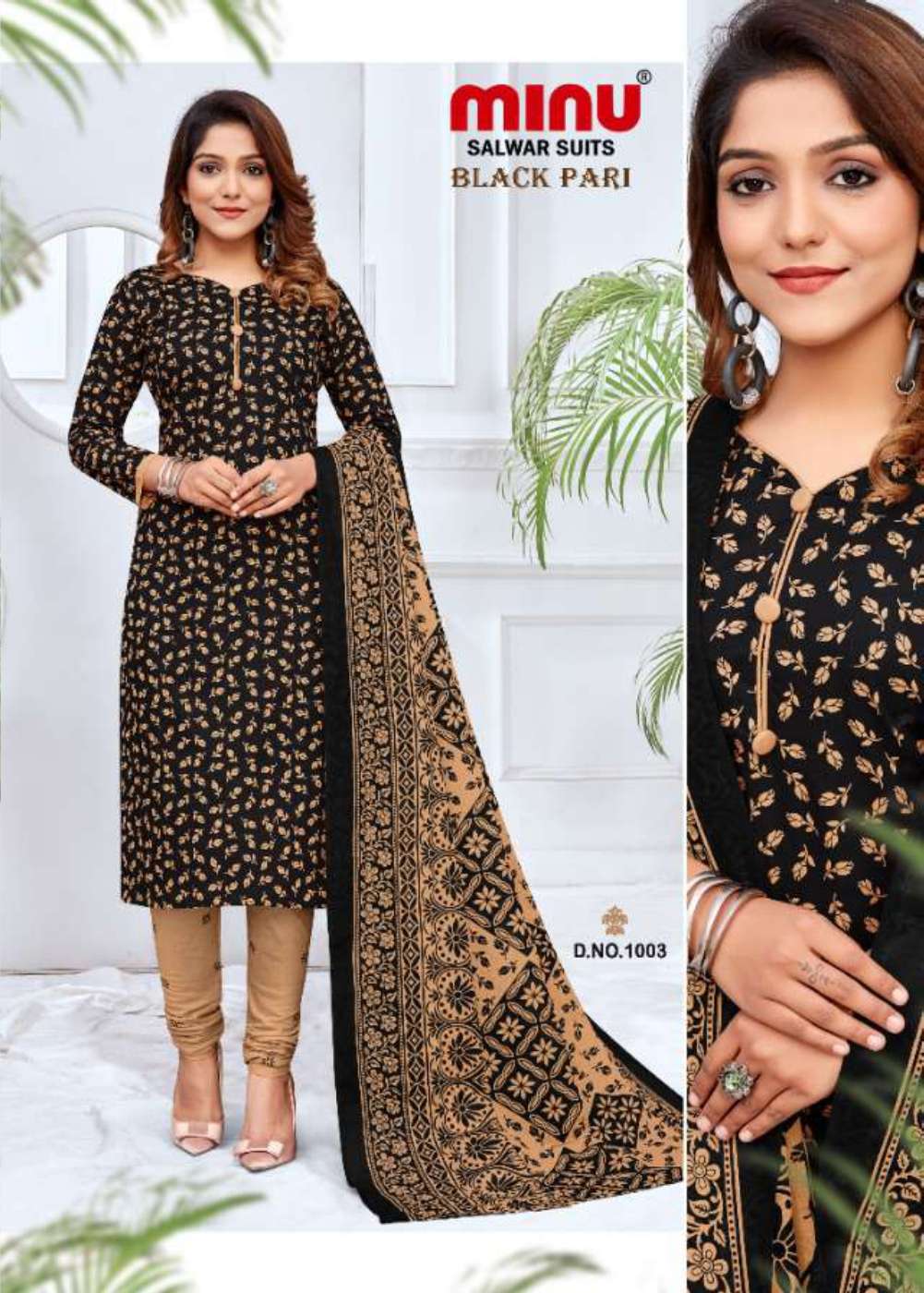 Minu BLACK PARI Cotton Printed Dress Material-8P Catalog