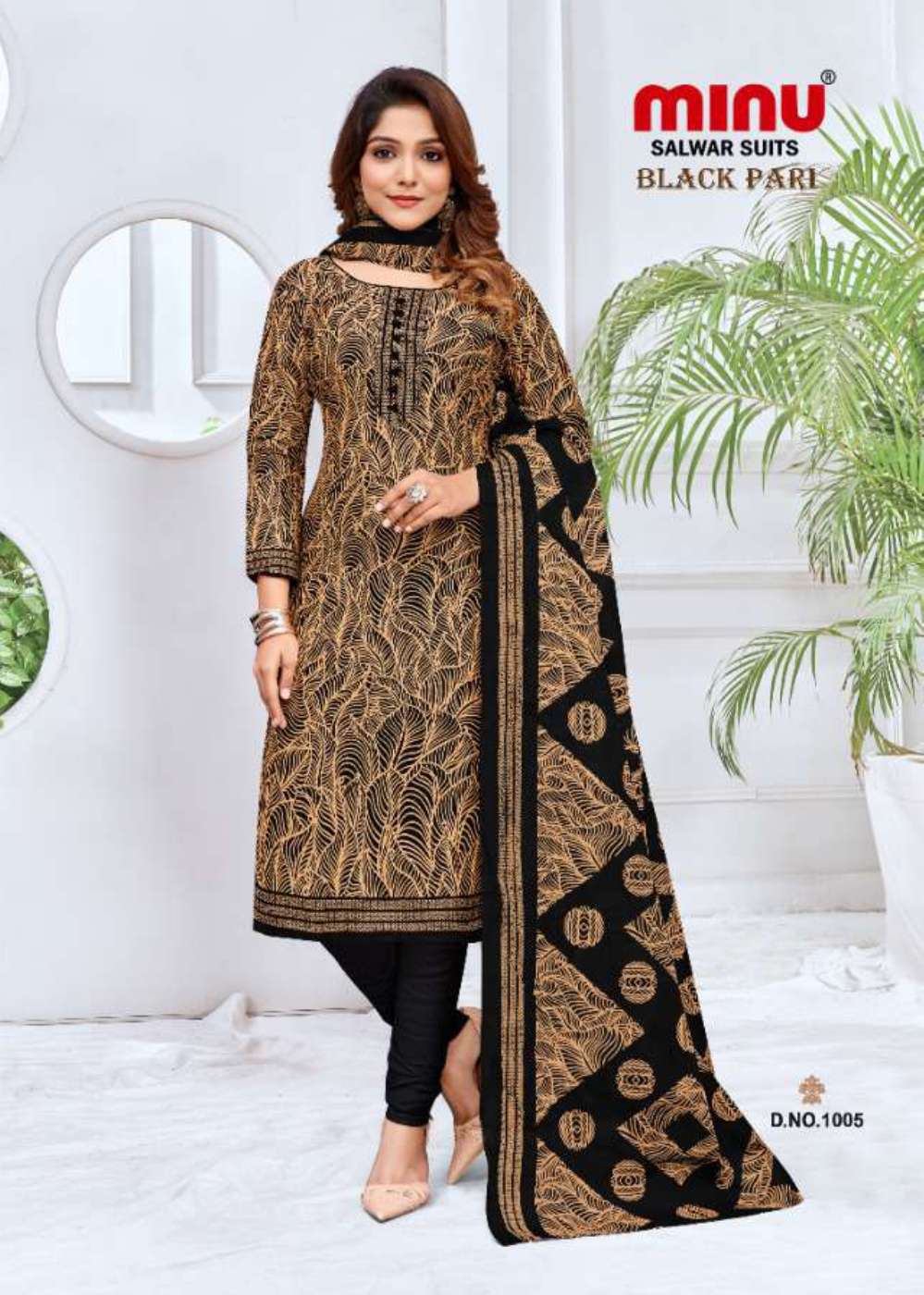 Minu BLACK PARI Cotton Printed Dress Material-8P Catalog