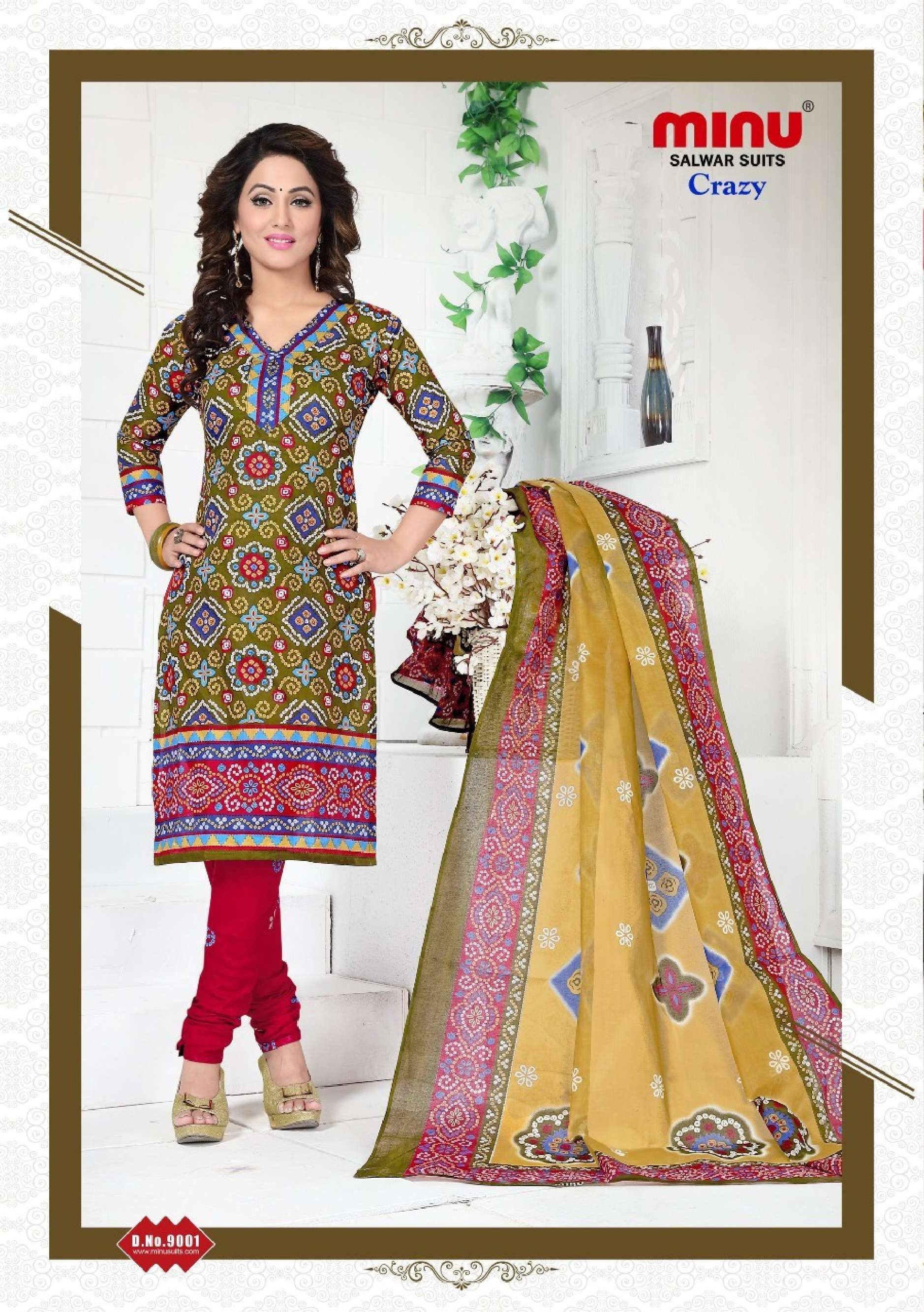 Minu CRAZY DLX Cotton Printed Dress Material-14P Catalog