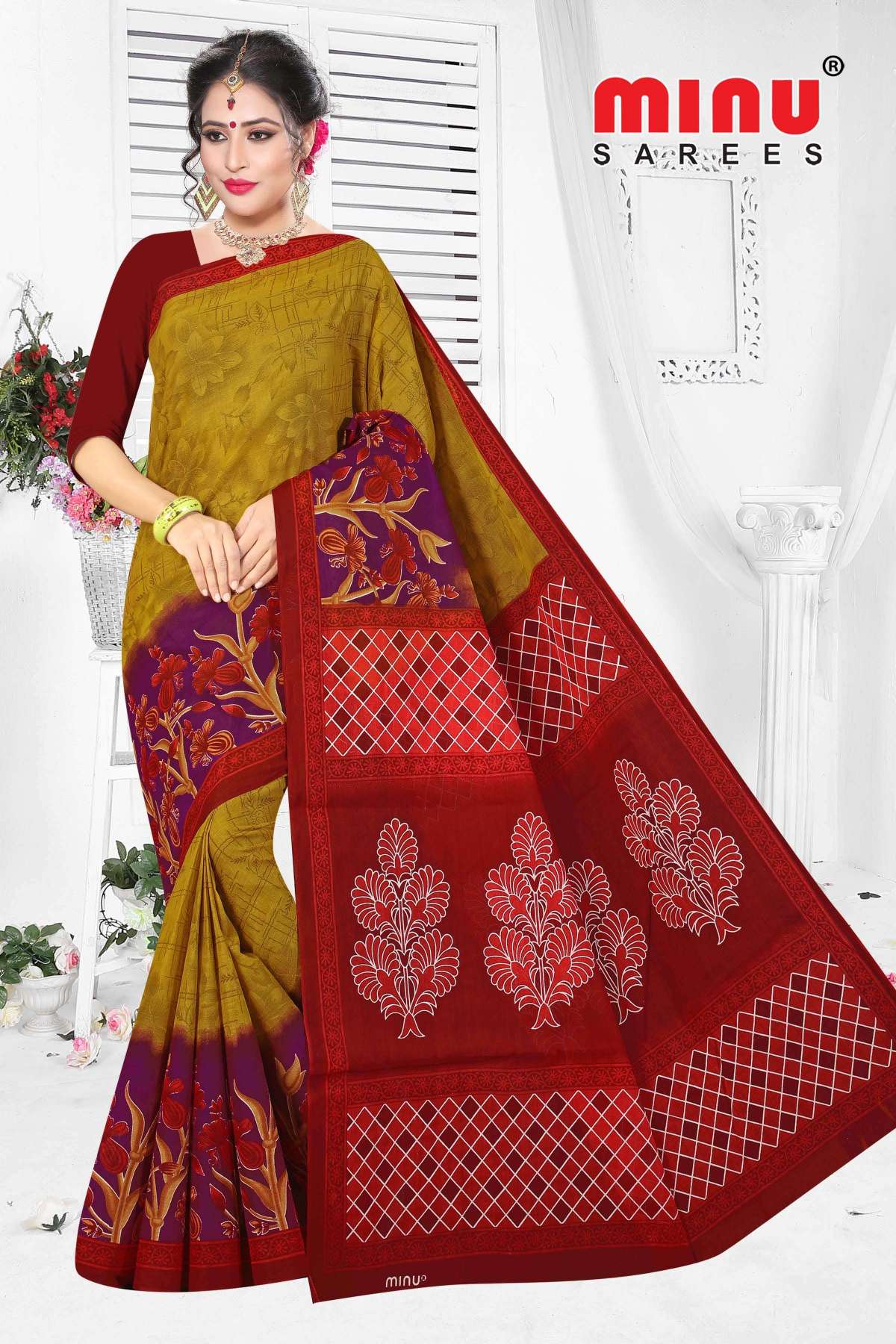 Minu  MALANG-2 New Cotton Saree-15P Catalog