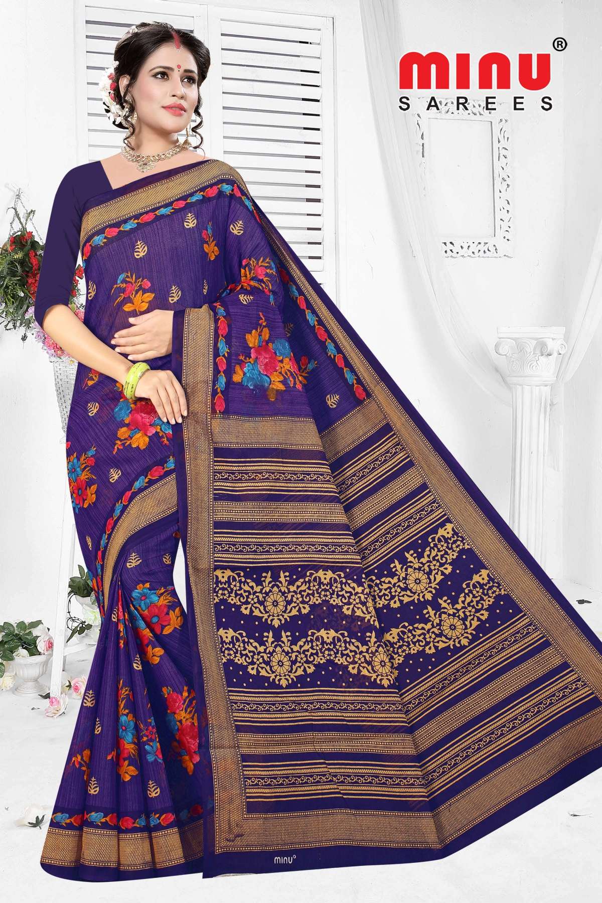 Minu  MALANG-2 New Cotton Saree-15P Catalog