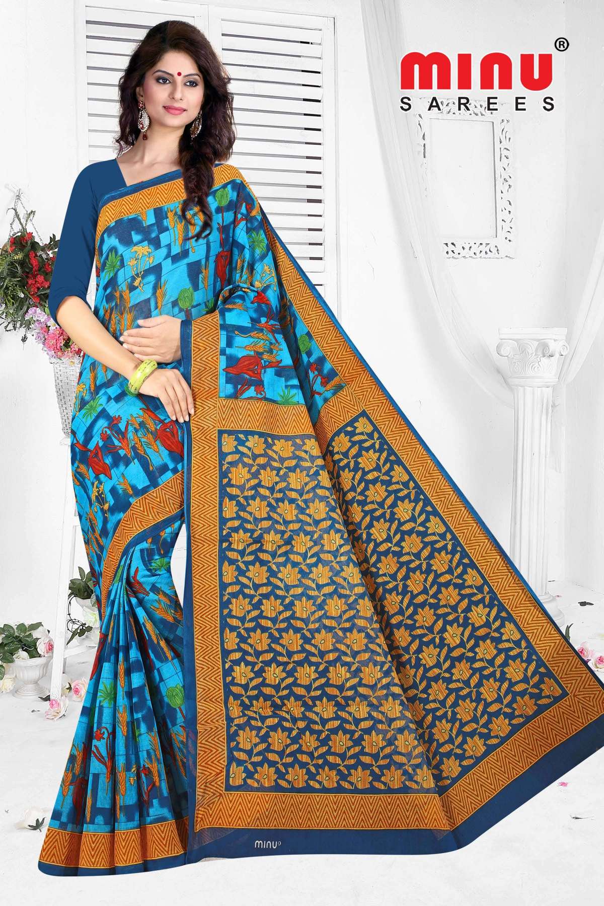 Minu  MALANG-2 New Cotton Saree-15P Catalog