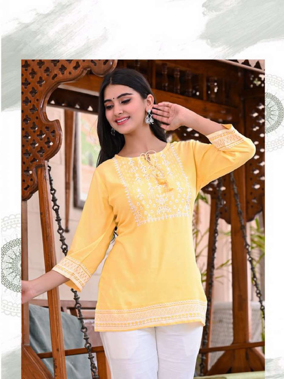 Minu YAGYA Vol-3 Rayon Printed Top-4P Catalog