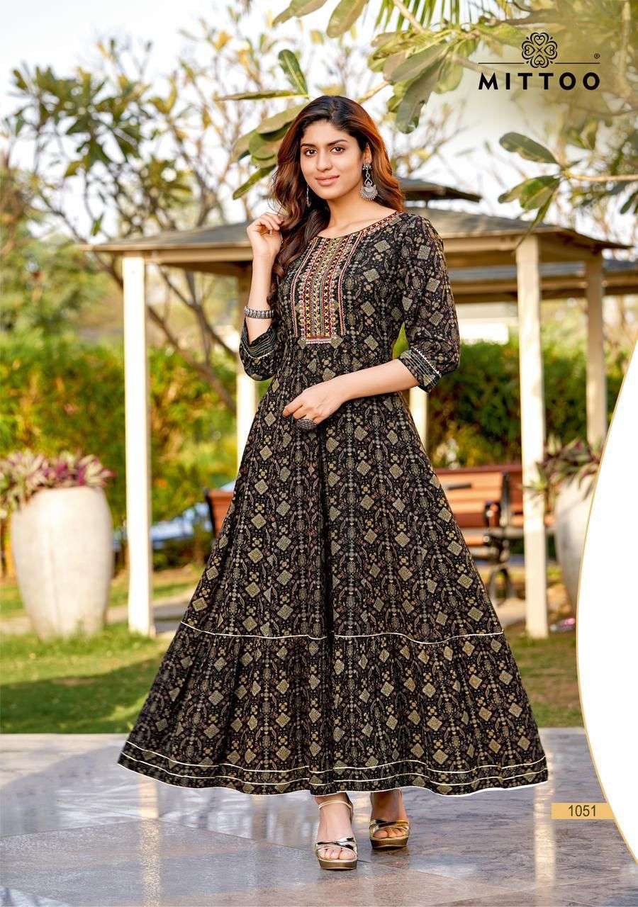 Mittoo Bindi Catalog Rayon Anarkali Kurtis