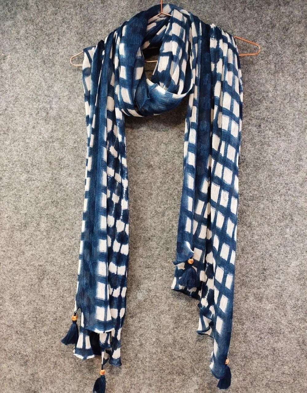 PRG 006 SILKY INDIGO PRINT DUPATTAS FOR MULTY PURPOSE