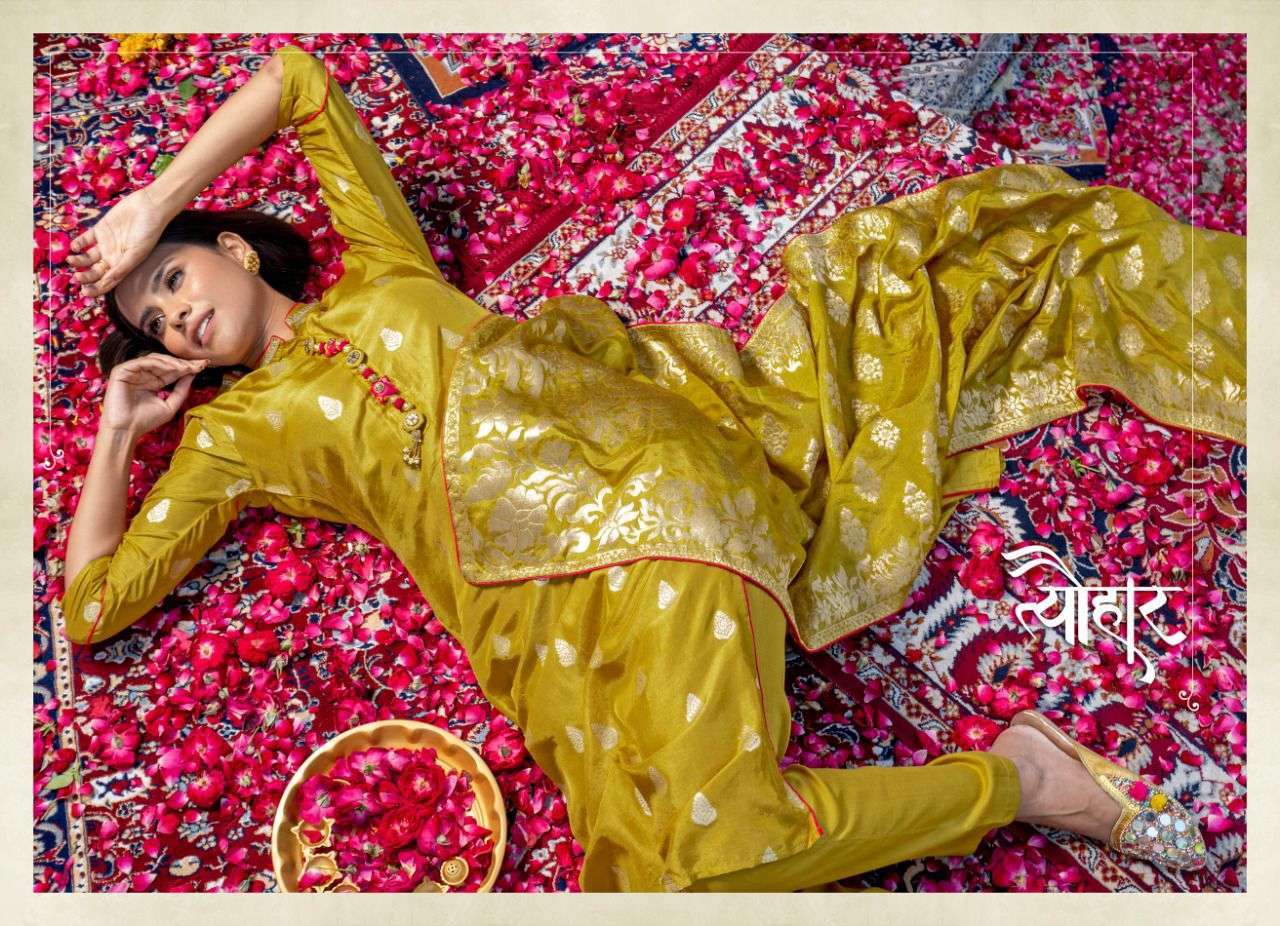 PSYNA PRESENT TYOHAR PURE DOLA SILK TRADITIONAL READYMADE 3 PIECE COLLECTION